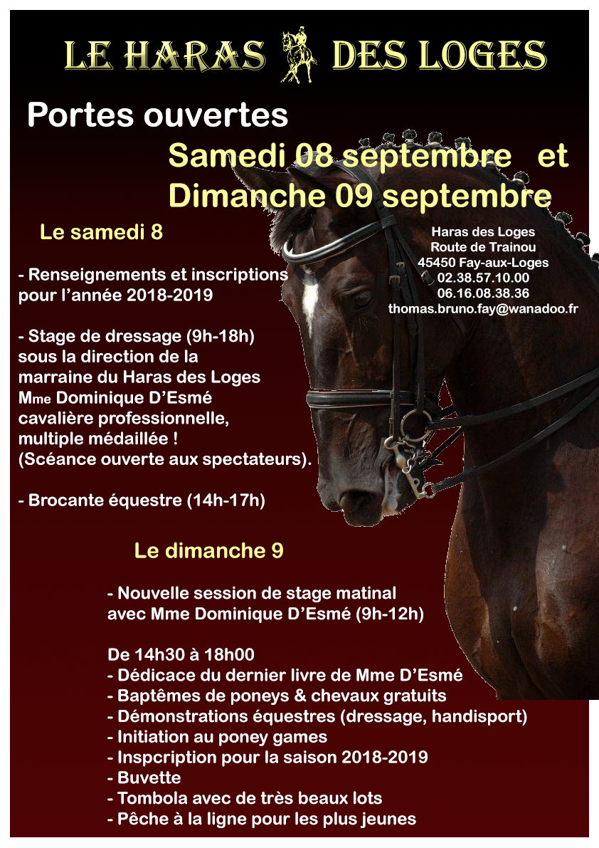 affiche portes ouvertes 2018 Haras des Loges